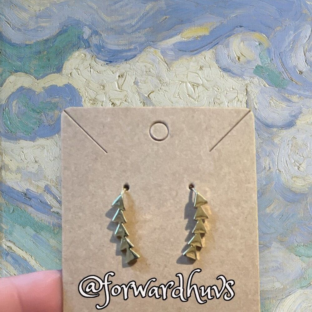 Stacked Arrow Head Style Gold Tone Fish Hook Earrings
